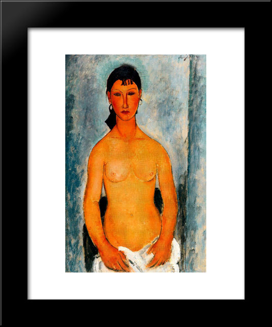 Standing Nude (Elvira) 20x24 Black Modern Wood Framed Art Print Poster by Modigliani, Amedeo
