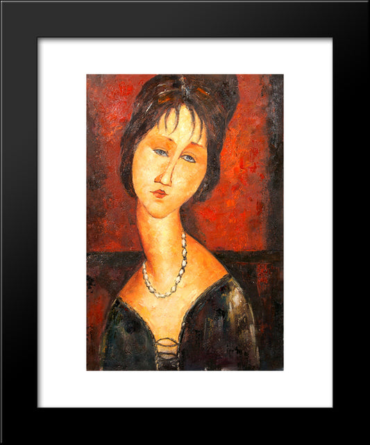 Stone Head 20x24 Black Modern Wood Framed Art Print Poster by Modigliani, Amedeo