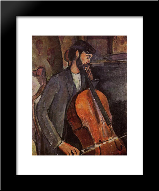 Study For The Cellist 20x24 Black Modern Wood Framed Art Print Poster by Modigliani, Amedeo