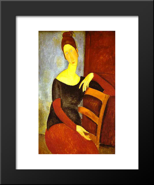 The Artist'S Wife 20x24 Black Modern Wood Framed Art Print Poster by Modigliani, Amedeo
