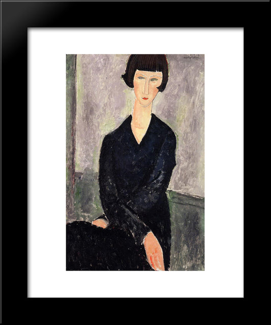 The Black Dress 20x24 Black Modern Wood Framed Art Print Poster by Modigliani, Amedeo