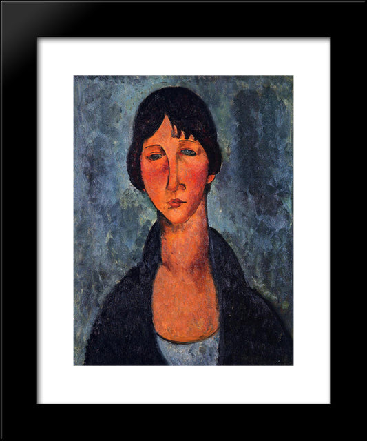 The Blue Blouse 20x24 Black Modern Wood Framed Art Print Poster by Modigliani, Amedeo