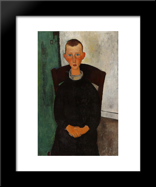 The Caretaker'S Son 20x24 Black Modern Wood Framed Art Print Poster by Modigliani, Amedeo