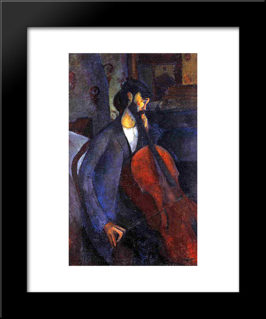 The Cellist 20x24 Black Modern Wood Framed Art Print Poster by Modigliani, Amedeo