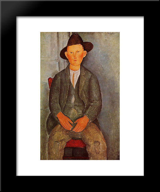 The Little Peasant 20x24 Black Modern Wood Framed Art Print Poster by Modigliani, Amedeo