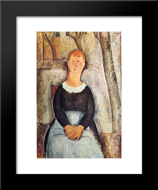 The Pretty Vegetable Vendor 20x24 Black Modern Wood Framed Art Print Poster by Modigliani, Amedeo