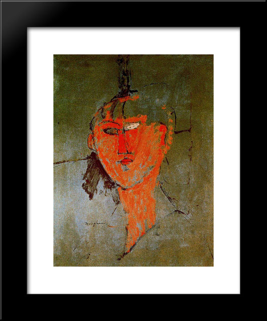 The Red Head 20x24 Black Modern Wood Framed Art Print Poster by Modigliani, Amedeo