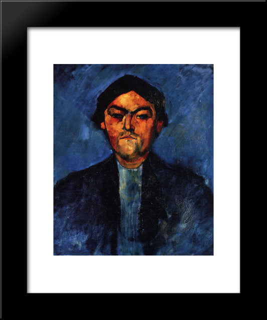 The Typographer (Pedro) 20x24 Black Modern Wood Framed Art Print Poster by Modigliani, Amedeo