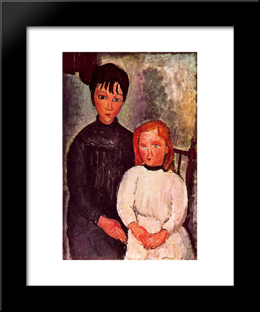 Two Girls 20x24 Black Modern Wood Framed Art Print Poster by Modigliani, Amedeo
