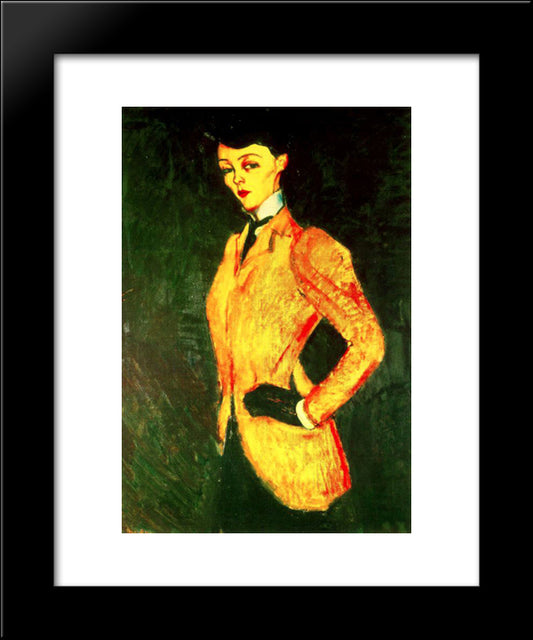 Woman In Yellow Jacket (Amazon) 20x24 Black Modern Wood Framed Art Print Poster by Modigliani, Amedeo