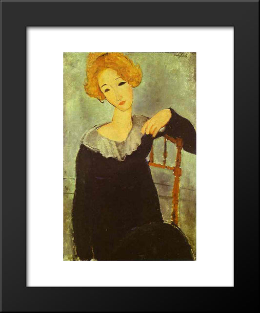 Woman With Red Hair 20x24 Black Modern Wood Framed Art Print Poster by Modigliani, Amedeo