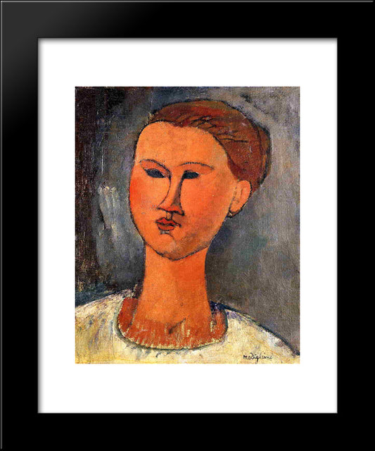 Woman'S Head 20x24 Black Modern Wood Framed Art Print Poster by Modigliani, Amedeo