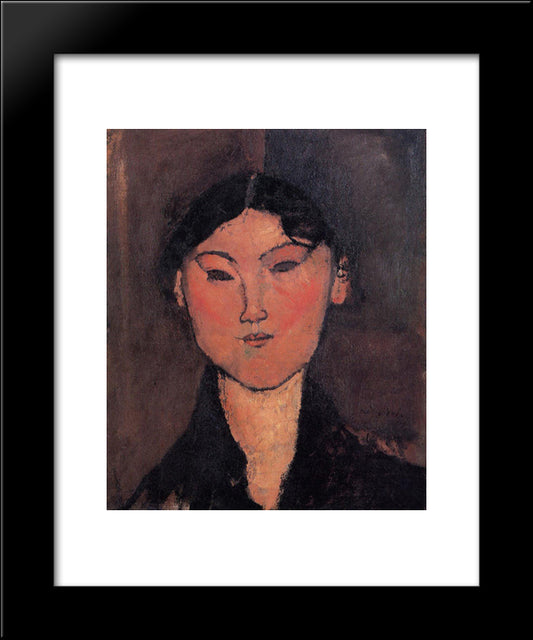 Woman'S Head (Rosalia) 20x24 Black Modern Wood Framed Art Print Poster by Modigliani, Amedeo