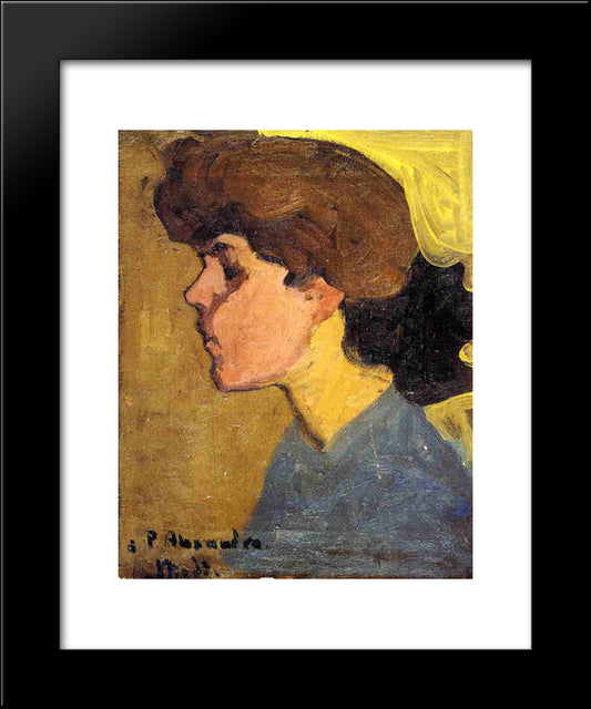 Woman'S Head In Profile 20x24 Black Modern Wood Framed Art Print Poster by Modigliani, Amedeo