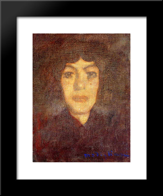 Woman'S Head With Beauty Spot 20x24 Black Modern Wood Framed Art Print Poster by Modigliani, Amedeo