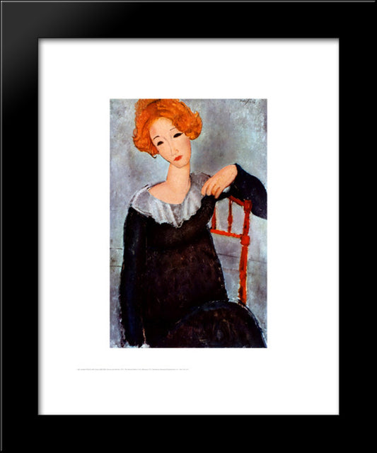 Women With Red Hair 20x24 Black Modern Wood Framed Art Print Poster by Modigliani, Amedeo