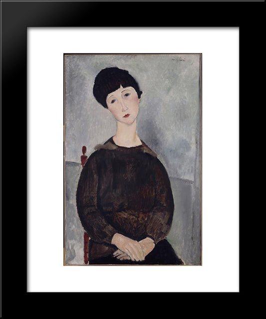 Young Brunette Girl Sitting 20x24 Black Modern Wood Framed Art Print Poster by Modigliani, Amedeo