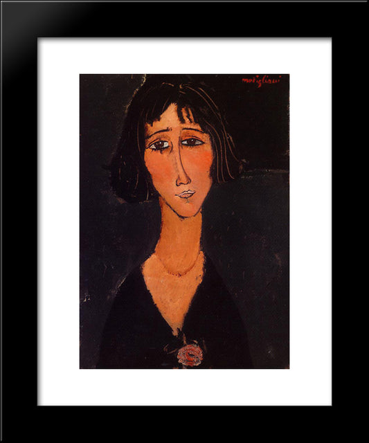 Young Girl Wearing A Rose 20x24 Black Modern Wood Framed Art Print Poster by Modigliani, Amedeo