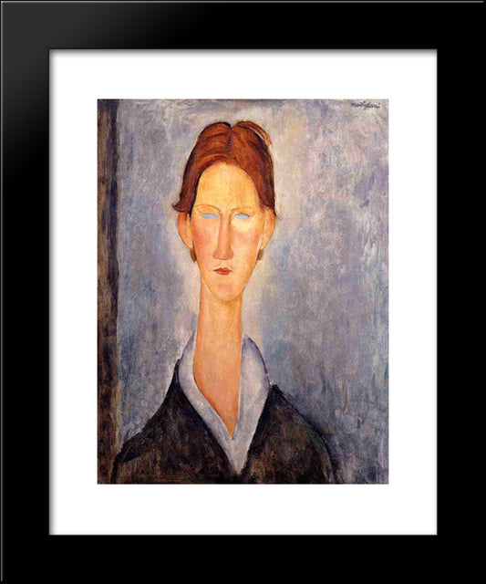 Young Man (Student) 20x24 Black Modern Wood Framed Art Print Poster by Modigliani, Amedeo