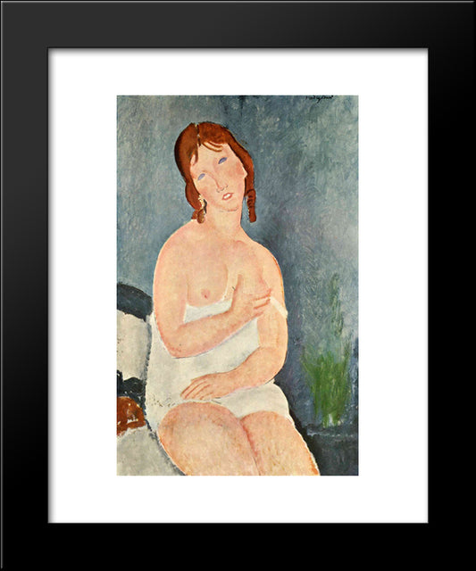Young Woman In A Shirt (The Little Milkmaid) 20x24 Black Modern Wood Framed Art Print Poster by Modigliani, Amedeo