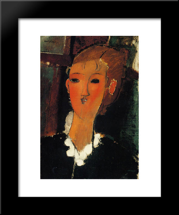 Young Woman In A Small Ruff 20x24 Black Modern Wood Framed Art Print Poster by Modigliani, Amedeo