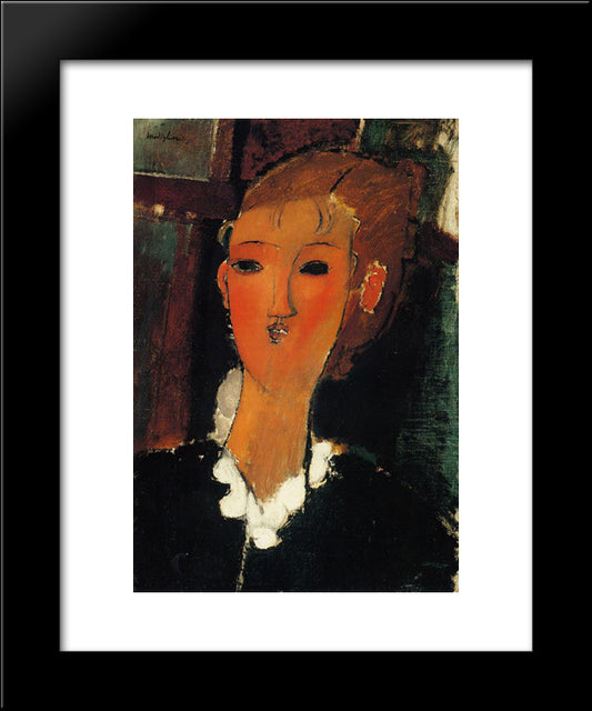 Young Woman In A Small Ruff 20x24 Black Modern Wood Framed Art Print Poster by Modigliani, Amedeo