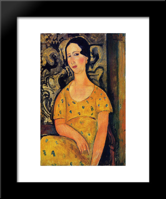 Young Woman In A Yellow Dress (Madame Modot) 20x24 Black Modern Wood Framed Art Print Poster by Modigliani, Amedeo