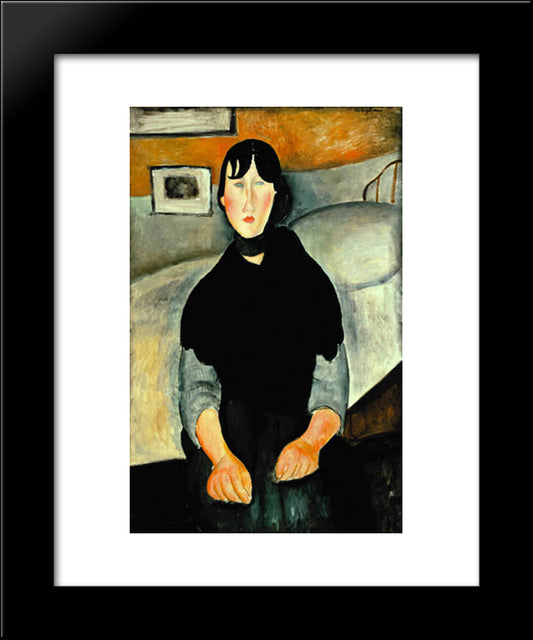 Young Woman Of The People 20x24 Black Modern Wood Framed Art Print Poster by Modigliani, Amedeo