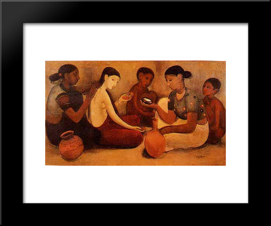 Bride'S Toilet 20x24 Black Modern Wood Framed Art Print Poster by Sher Gil, Amrita