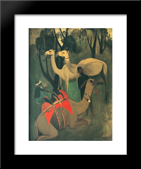 Camels 20x24 Black Modern Wood Framed Art Print Poster by Sher Gil, Amrita