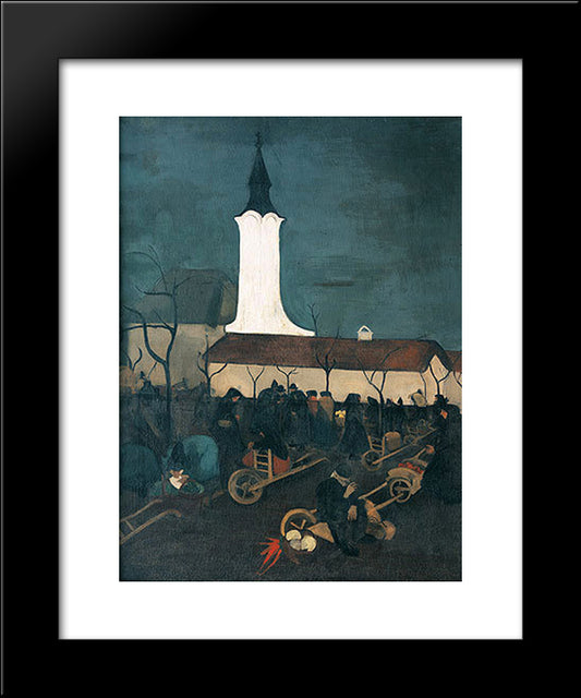 Hungarian Market Scene 20x24 Black Modern Wood Framed Art Print Poster by Sher Gil, Amrita