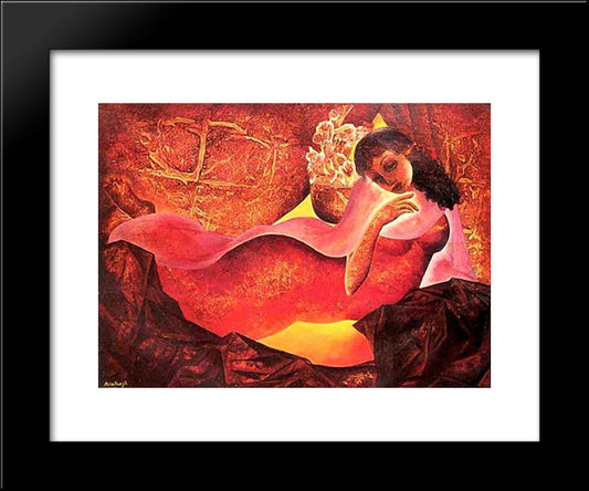 Shringaar 20x24 Black Modern Wood Framed Art Print Poster by Sher Gil, Amrita