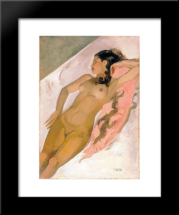 Sleeping Woman 20x24 Black Modern Wood Framed Art Print Poster by Sher Gil, Amrita