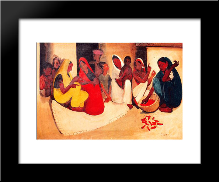 Village Scene 20x24 Black Modern Wood Framed Art Print Poster by Sher Gil, Amrita
