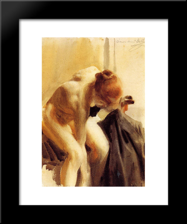 A Female Nude 20x24 Black Modern Wood Framed Art Print Poster by Zorn, Anders