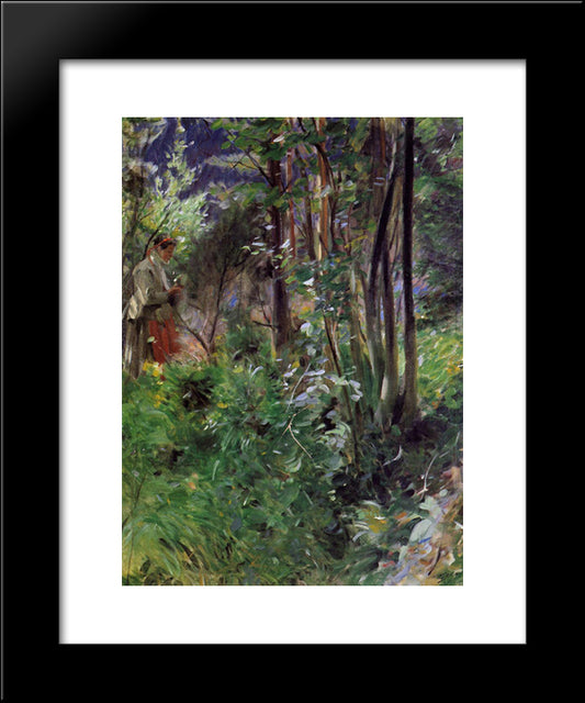 A Woman In A Forest 20x24 Black Modern Wood Framed Art Print Poster by Zorn, Anders
