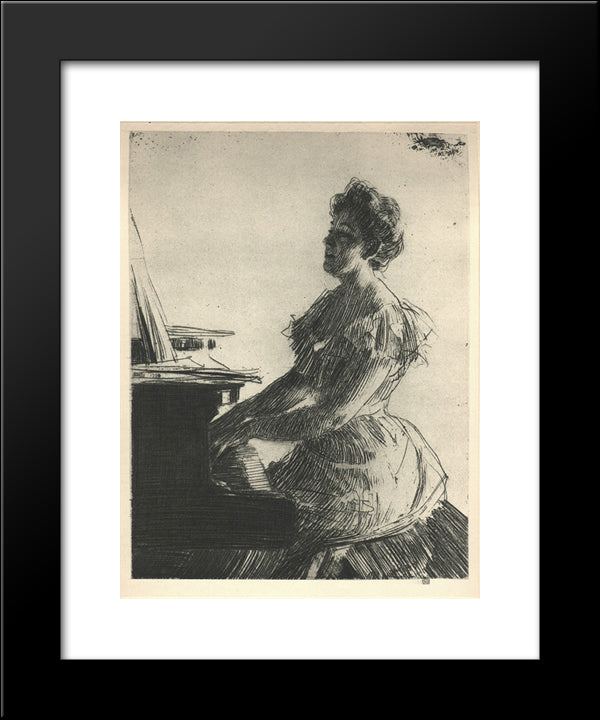 At The Piano 20x24 Black Modern Wood Framed Art Print Poster by Zorn, Anders