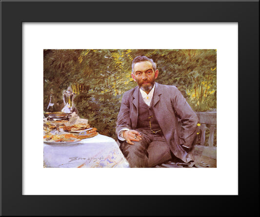 Breakfast In The Green 20x24 Black Modern Wood Framed Art Print Poster by Zorn, Anders