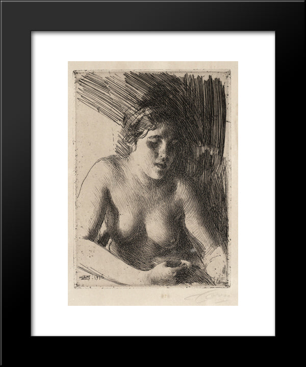 Bust 20x24 Black Modern Wood Framed Art Print Poster by Zorn, Anders