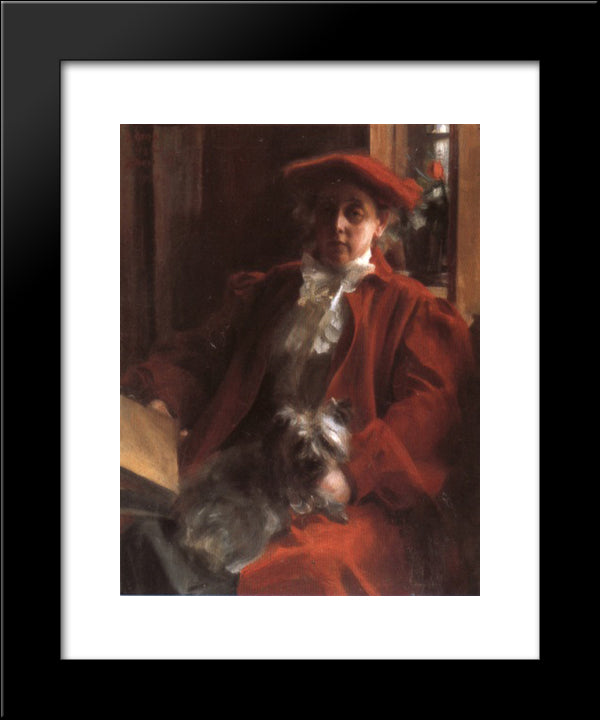 Emma And Mouche, The Dog 20x24 Black Modern Wood Framed Art Print Poster by Zorn, Anders