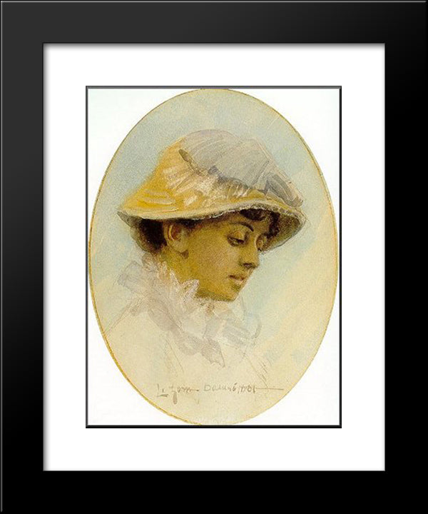 Emma Lamm In A Straw Hat 20x24 Black Modern Wood Framed Art Print Poster by Zorn, Anders