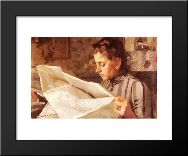 Emma Zorn, Reading 20x24 Black Modern Wood Framed Art Print Poster by Zorn, Anders
