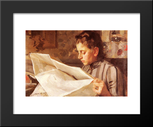 Emma Zorn, Reading 20x24 Black Modern Wood Framed Art Print Poster by Zorn, Anders