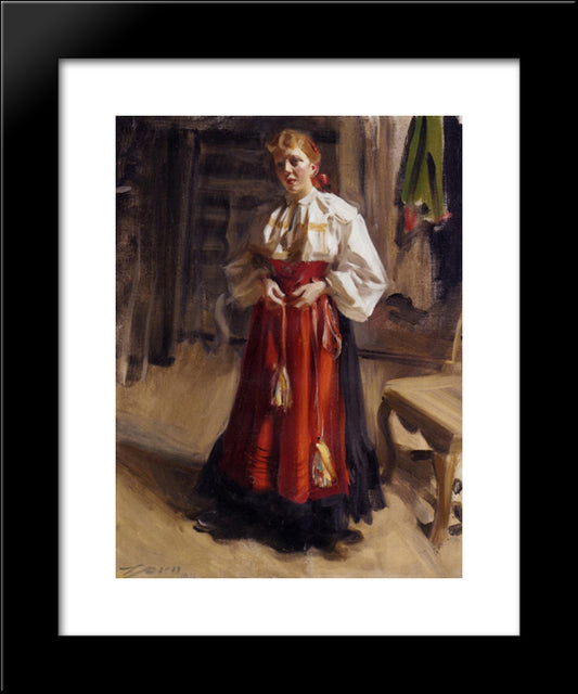Girl In An Orsa Costume 20x24 Black Modern Wood Framed Art Print Poster by Zorn, Anders