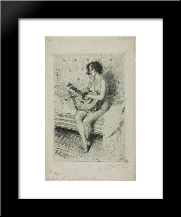 Guitar Player 20x24 Black Modern Wood Framed Art Print Poster by Zorn, Anders