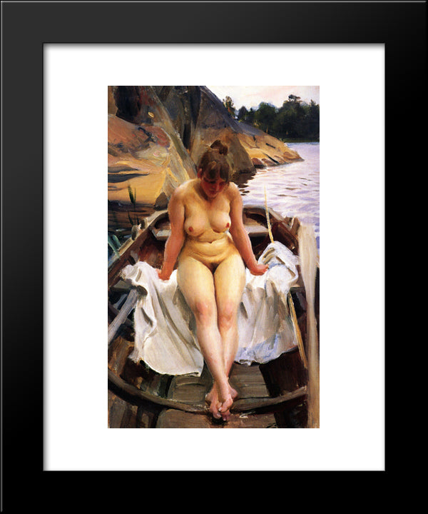 In Werner'S Rowing Boat 20x24 Black Modern Wood Framed Art Print Poster by Zorn, Anders