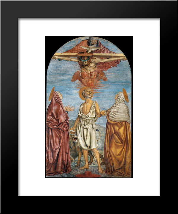 Holy Trinity With St. Jerome 20x24 Black Modern Wood Framed Art Print Poster by Castagno, Andrea del