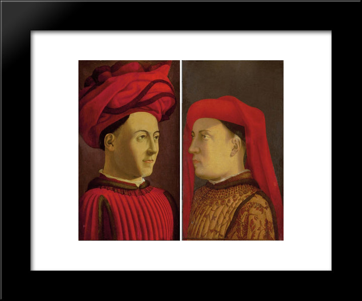 Portraits Of Two Members Of Medici Family 20x24 Black Modern Wood Framed Art Print Poster by Castagno, Andrea del