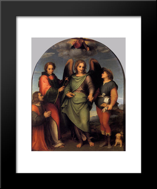 Archangel Raphael With Tobias, St. Lawrence And The Donor Leonardo Di Lorenzo Morelli 20x24 Black Modern Wood Framed Art Print Poster by Sarto, Andrea del