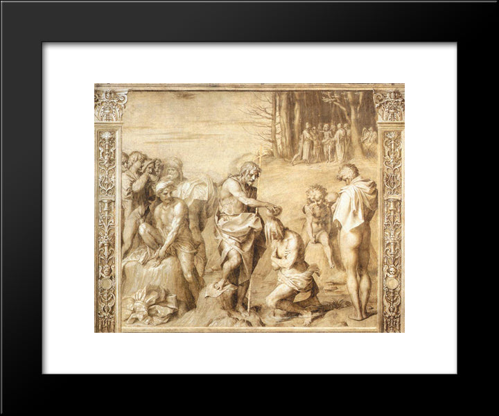 Baptism Of The People 20x24 Black Modern Wood Framed Art Print Poster by Sarto, Andrea del